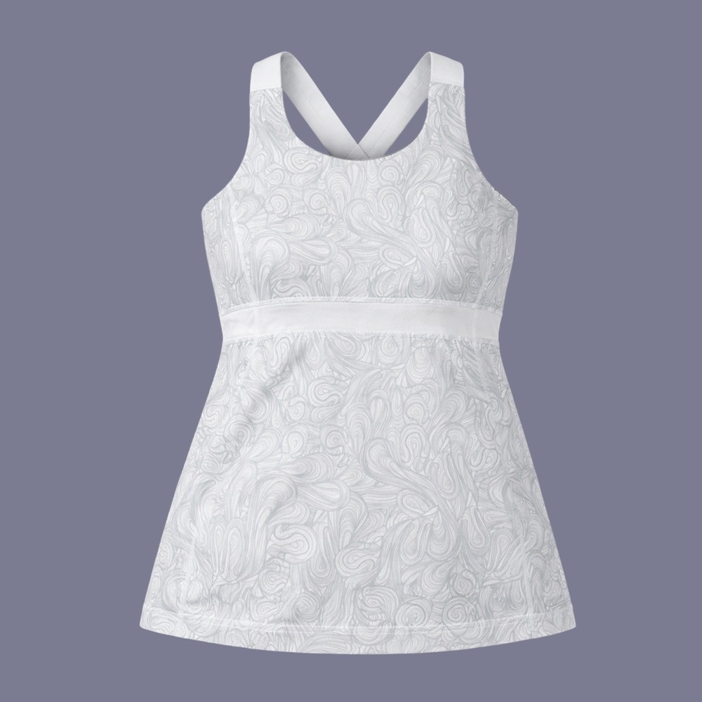 Lululemon Scoop Neck Tank Top - White Silver Spoon Print